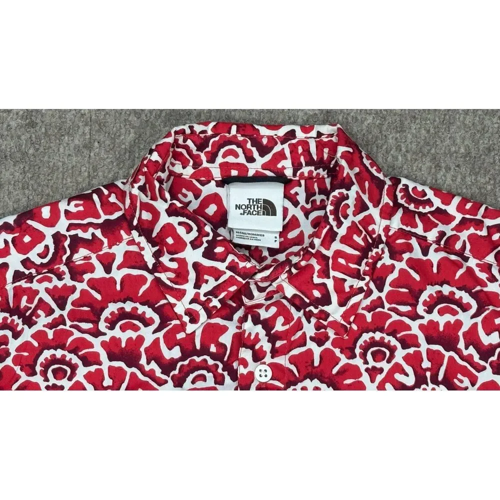 The North‎ Face Spell Out Men's Button Up Short Sleeve Shirt Size Small